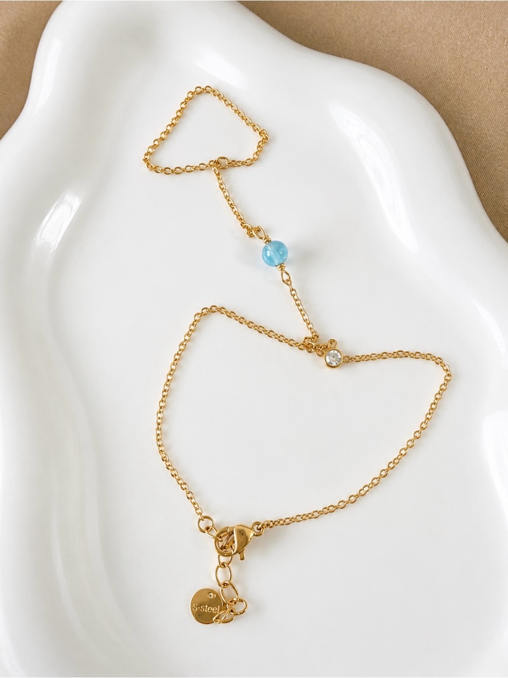 Gold Larimar hand chain